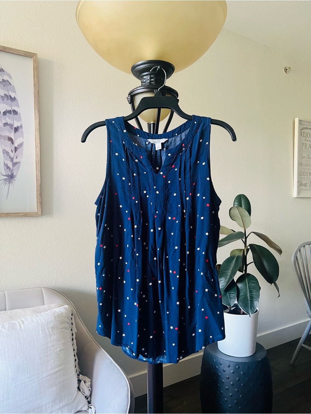 croft & barrow Navy Sleeveless Star-Print Camisole